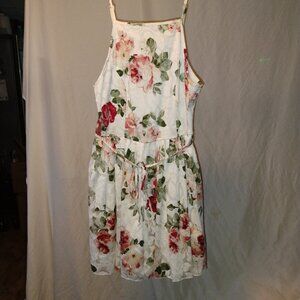 Charlotte Russe | White Rose Lace Overlay Spaghetti Strap Dress | XL | Removable